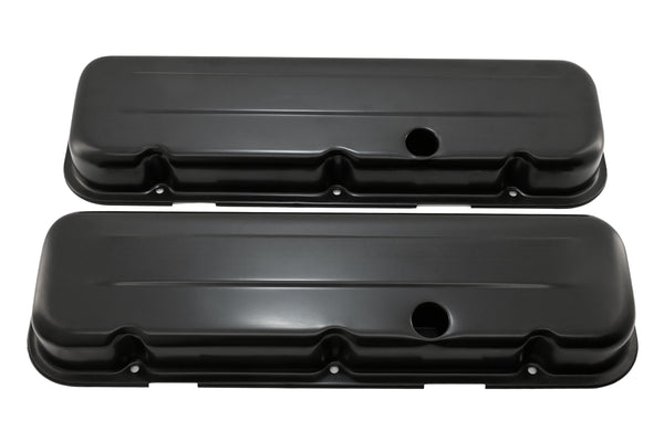 Steel Short Valve Covers – Fits 1965–95 Chevy BB 396-427-454-502 – 1 Hole – Black