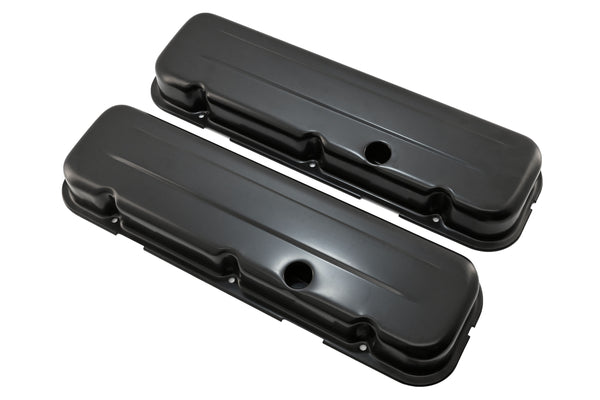 Steel Short Valve Covers – Fits 1965–95 Chevy BB 396-427-454-502 – 1 Hole – Black
