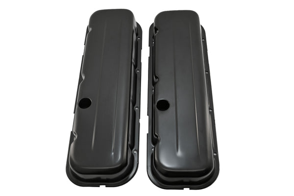 Steel Short Valve Covers – Fits 1965–95 Chevy BB 396-427-454-502 – 1 Hole – Black