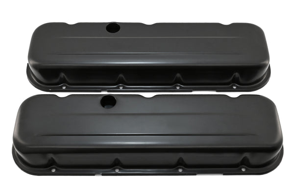Steel Short Valve Covers – Fits 1965–95 Chevy BB 396-427-454-502 – 1 Hole – Black