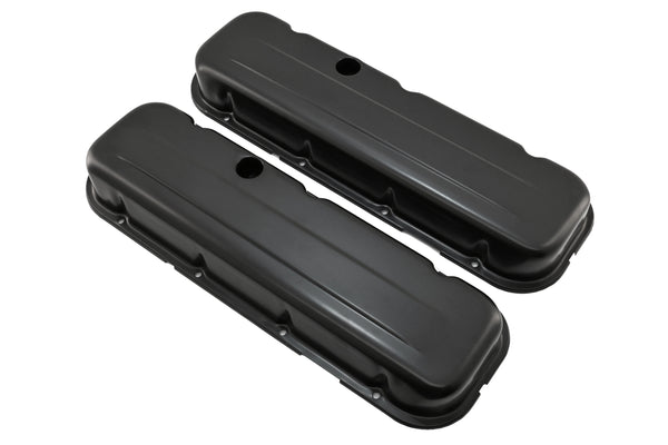 Steel Short Valve Covers – Fits 1965–95 Chevy BB 396-427-454-502 – 1 Hole – Black