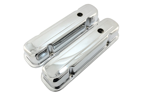 Steel Tall Valve Covers Fits 1959–1979 Pontiac V8 301‑455 – 1 Hole – Chrome