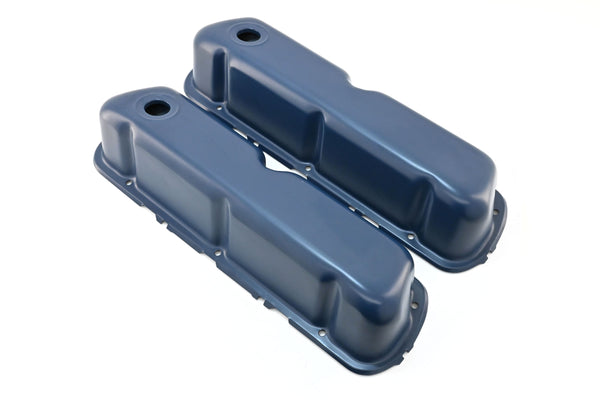 Steel Valve Covers for 1962–85 Ford SB 260‑289‑302‑351W – Smooth – 1 Hole – Blue