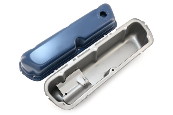 Steel Valve Covers for 1962–85 Ford SB 260‑289‑302‑351W – Smooth – 1 Hole – Blue