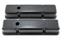 1958-86 CHEVY SMALL BLOCK 327 TALL STEEL VALVE COVERS - EDP BLACK W- 327 LOGO