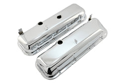 Steel OEM‑Style Tall Valve Covers Fits 1965–1972 Chevy BB 396‑427‑454 – Recessed Corner – 1–2 Holes – Chrome