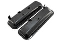 Steel OEM‑Style Short Valve Covers Fits 1965–1972 Chevy BB 396‑427‑454 – Recessed Corner – 1–2 Holes – Black (With Dripper Rails)