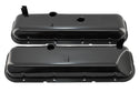 Steel OEM‑Style Short Valve Covers Fits 1965–1972 Chevy BB 396‑427‑454 – Recessed Corner – 1–2 Holes – Black (With Dripper Rails)