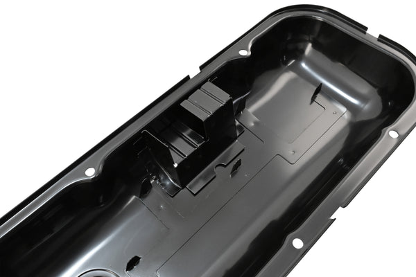 Steel OEM‑Style Short Valve Covers Fits 1965–1972 Chevy BB 396‑427‑454 – Recessed Corner – 1–2 Holes – Black (With Dripper Rails)