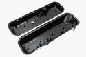 Steel OEM‑Style Short Valve Covers Fits 1965–1972 Chevy BB 396‑427‑454 – Recessed Corner – 1–2 Holes – Black (With Dripper Rails)
