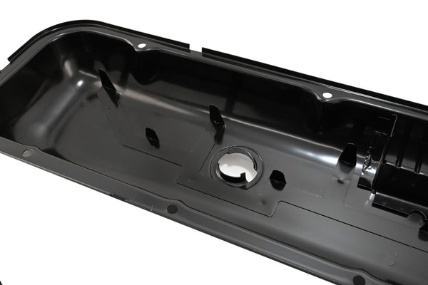 Steel OEM‑Style Short Valve Covers Fits 1965–1972 Chevy BB 396‑427‑454 – Recessed Corner – 1–2 Holes – Black (With Dripper Rails)