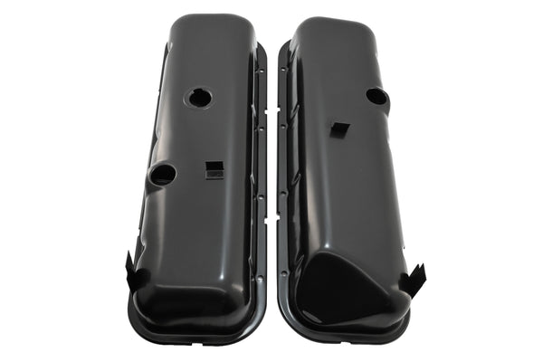 Steel OEM‑Style Tall Valve Covers Fits 1965–1972 Chevy BB 396‑427‑454 – Recessed Corner – 1–2 Holes – Black