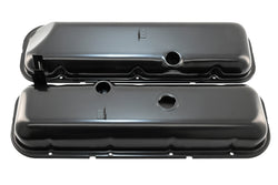 Steel OEM‑Style Short Valve Covers Fits 1965–1972 Chevy BB 396‑427‑454 – Recessed Corner – 1–2 Holes – Black