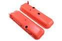 Steel OEM‑Style Short Valve Covers Fits 1965–1972 Chevy BB 396‑427‑454 – Recessed Corner – 1–2 Holes – Orange