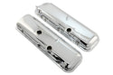 Steel OEM‑Style Short Valve Covers Fits 1965–1972 Chevy BB 396‑427‑454 – Recessed Corner – 1–2 Holes – Chrome (With Dripper Rails)