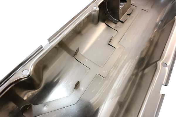 Steel OEM‑Style Short Valve Covers Fits 1965–1972 Chevy BB 396‑427‑454 – Recessed Corner – 1–2 Holes – Chrome (With Dripper Rails)