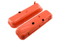 Steel OEM‑Style Tall Valve Covers Fits 1965–1972 Chevy BB 396‑427‑454 – Recessed Corner – 1–2 Holes – Orange
