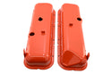 Steel OEM‑Style Tall Valve Covers Fits 1965–1972 Chevy BB 396‑427‑454 – Recessed Corner – 1–2 Holes – Orange