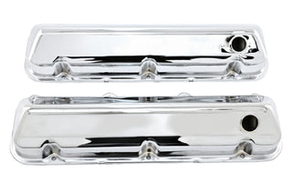 Steel Valve Covers Fits 1968–1997 Big Block Ford BBF 429-460 – Smooth – 1 Hole – Chrome