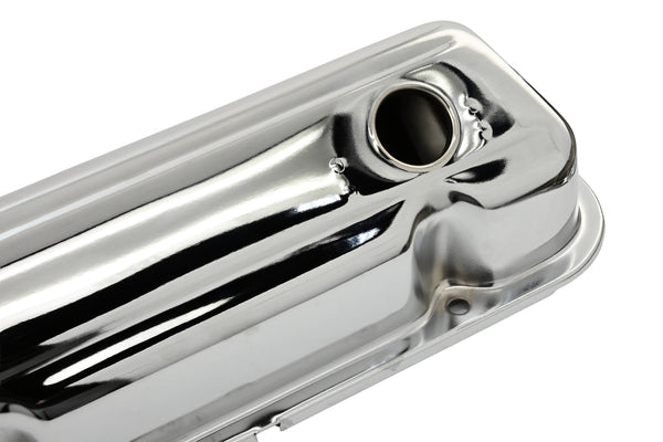 Steel Valve Covers Fits 1968–1997 Ford 429-460 Big Block Engines – Smooth – 1 Hole – Chrome