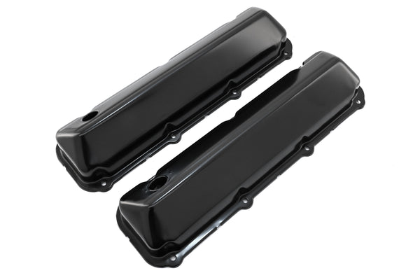 Steel Valve Covers Fits 1968–1997 Ford 429-460 Big Block Engines – Smooth – 1 Hole – Black