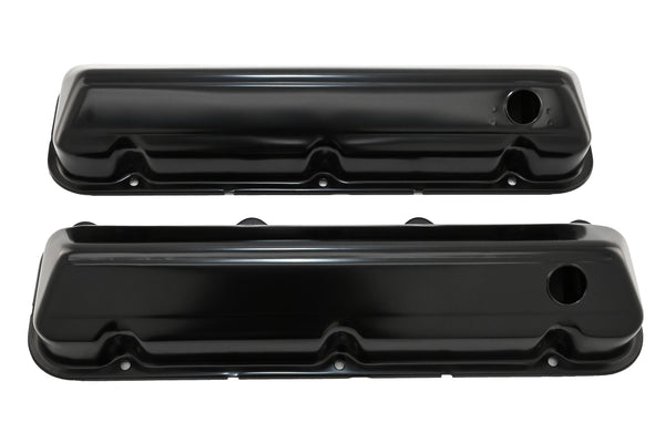 Steel Valve Covers Fits 1968–1997 Ford 429-460 Big Block Engines – Smooth – 1 Hole – Black