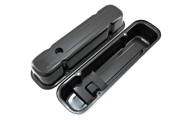 Steel Tall Valve Covers Fits 1959–1979 Pontiac V8 301‑455 – 1 Hole – EDP Black