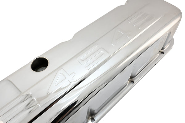 Tall Steel Valve Covers for 1965-1995 Chevy BB 396-502 – 454 Logo – Chrome