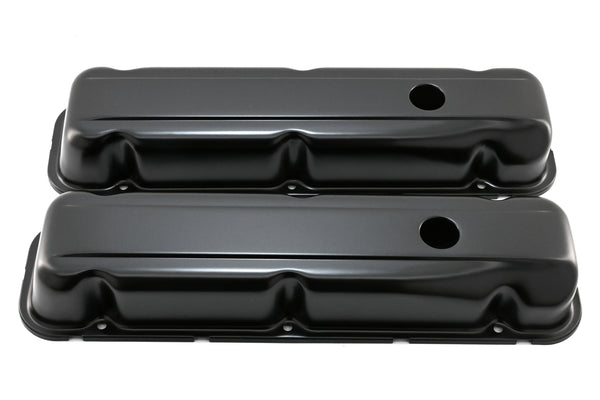 1968-81 BUICK SMALL BLOCK 350 SHORT STEEL VALVE COVERS - BLACK