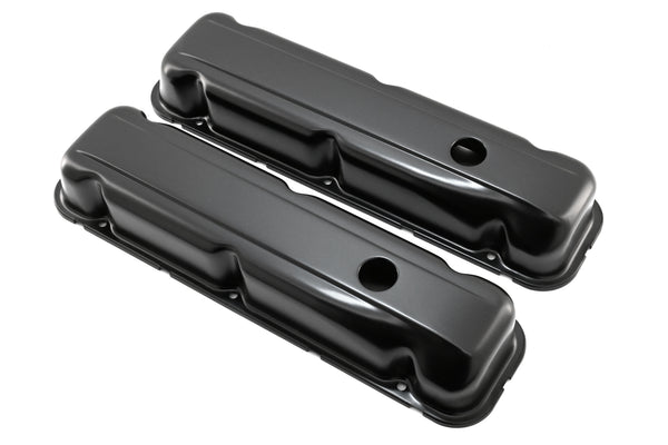 1968-81 BUICK SMALL BLOCK 350 SHORT STEEL VALVE COVERS - BLACK