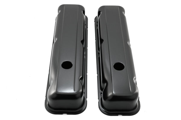 1968-81 BUICK SMALL BLOCK 350 SHORT STEEL VALVE COVERS - BLACK