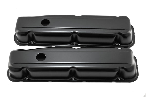 1968-81 BUICK SMALL BLOCK 350 SHORT STEEL VALVE COVERS - BLACK