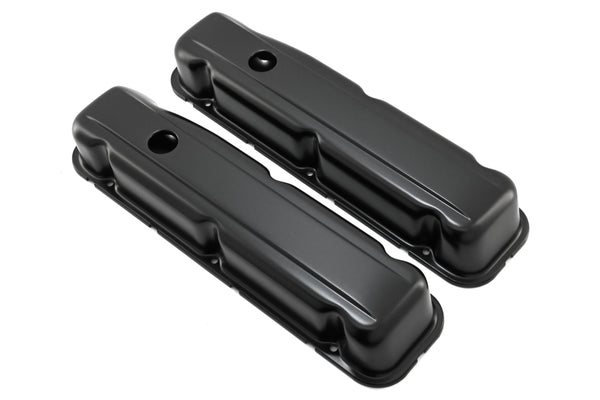 1968-81 BUICK SMALL BLOCK 350 SHORT STEEL VALVE COVERS - BLACK