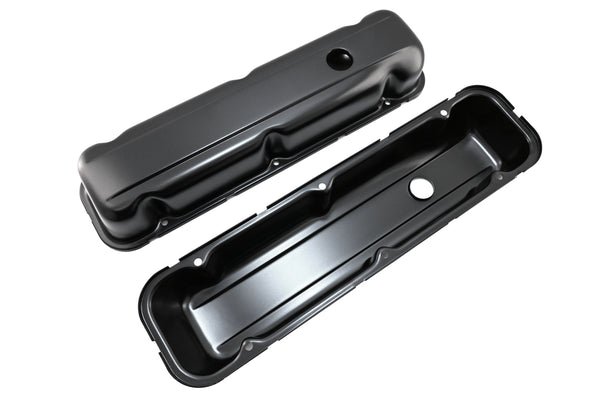 1968-81 BUICK SMALL BLOCK 350 SHORT STEEL VALVE COVERS - BLACK