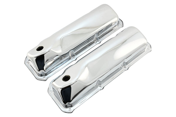 Steel Valve Covers Fits 1969–1982 Ford SB 351C‑351M‑400M‑Boss 302 – Smooth – 1 Hole – Chrome