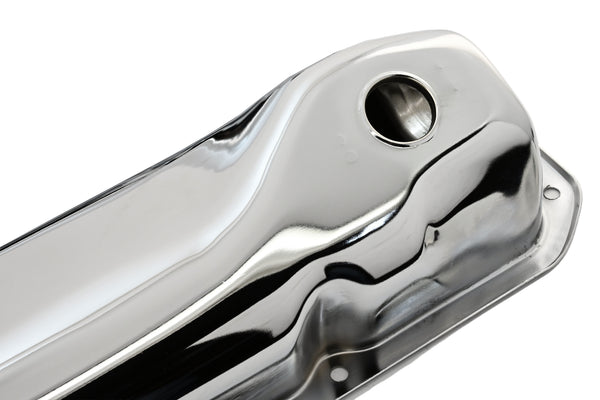 Steel Valve Covers Fits 1969–1982 Ford SB 351C‑351M‑400M‑Boss 302 – Smooth – 1 Hole – Chrome