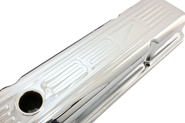 1958-86 CHEVY SMALL BLOCK 327 SHORT STEEL VALVE COVERS - CHROME W- 327 LOGO