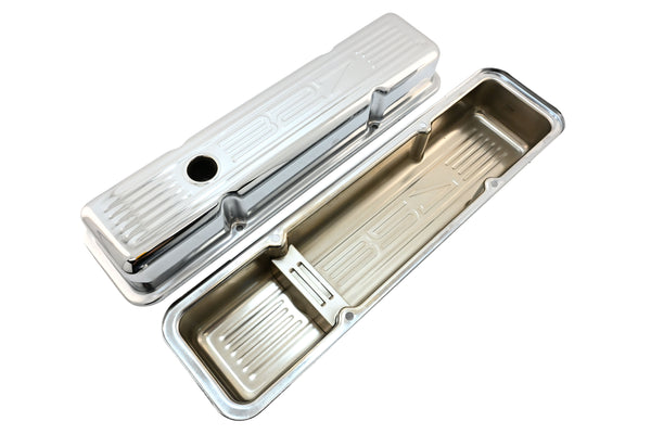1958-86 CHEVY SMALL BLOCK 327 SHORT STEEL VALVE COVERS - CHROME W- 327 LOGO