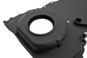 ALUMINUM CHEVY LS TWO PIECE TIMING CHAIN COVER W CAM SENSOR HOLE - BLACK