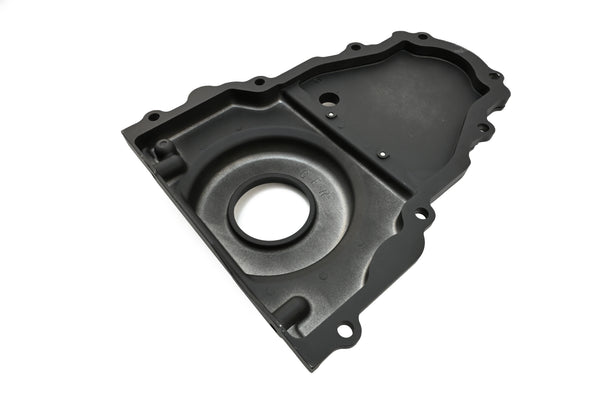 ALUMINUM CHEVY LS TWO PIECE TIMING CHAIN COVER W CAM SENSOR HOLE - BLACK