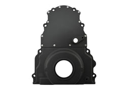 ALUMINUM CHEVY LS TWO PIECE TIMING CHAIN COVER W CAM SENSOR HOLE - BLACK