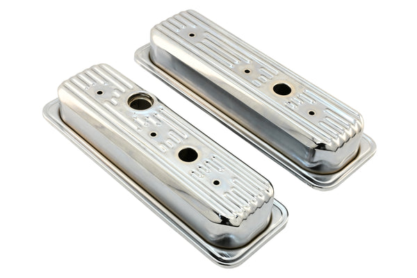 1985-93 CHEVY-GMC 4.3L V6 CENTER BOLT STEEL VALVE COVERS W- BOLTS - CHROME
