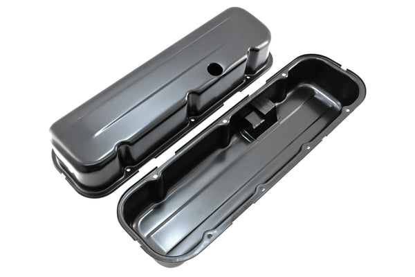 Steel Tall Valve Covers Fits 1965–95 Chevy BB 396‑427‑454‑502 – 1 Hole – Black