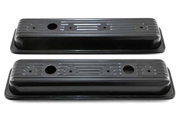 Steel Valve Covers – Fits 1987–2000 Chevy/GMC 5.0L & 5.7L SBC – Ball Milled Center Bolt – Black