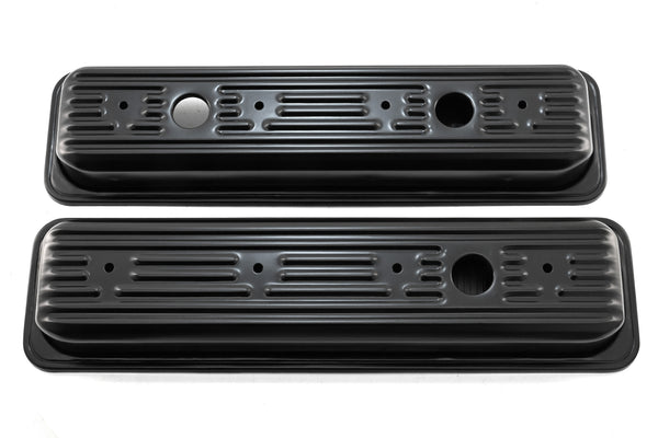 1987-00 CHEVY/GMC SB V8 5.0L & 5.7L VALVE COVERS – BLACK – CENTER BOLT – PAIR