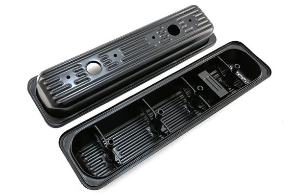 1987-00 CHEVY/GMC SB V8 5.0L & 5.7L VALVE COVERS – BLACK – CENTER BOLT – PAIR
