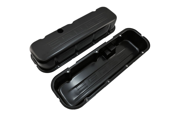 Steel 1965-2000 Chevy Bb 502 Tall Valve Covers C.I.D 502 Logo - Black