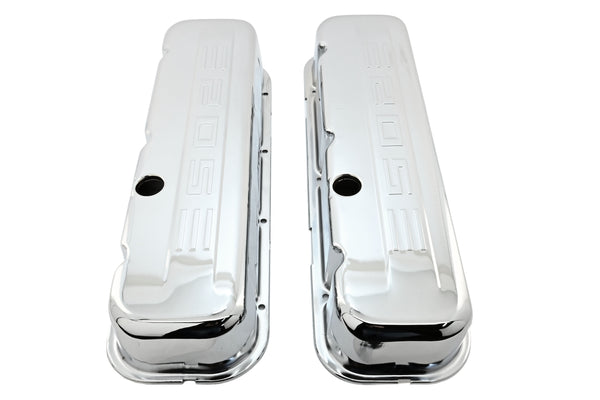 STEEL 1965-2000 CHEVY BB 502 TALL VALVE COVERS C.I.D 502 LOGO - CHROME