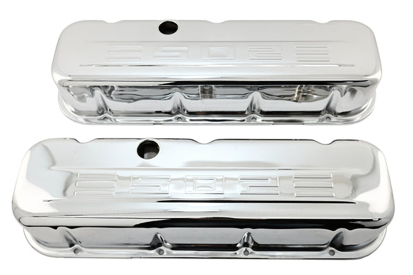 STEEL 1965-2000 CHEVY BB 502 TALL VALVE COVERS C.I.D 502 LOGO - CHROME