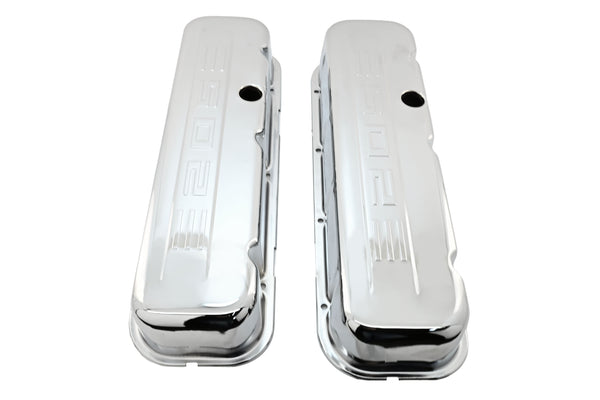 STEEL 1965-2000 CHEVY BB 502 TALL VALVE COVERS C.I.D 502 LOGO - CHROME